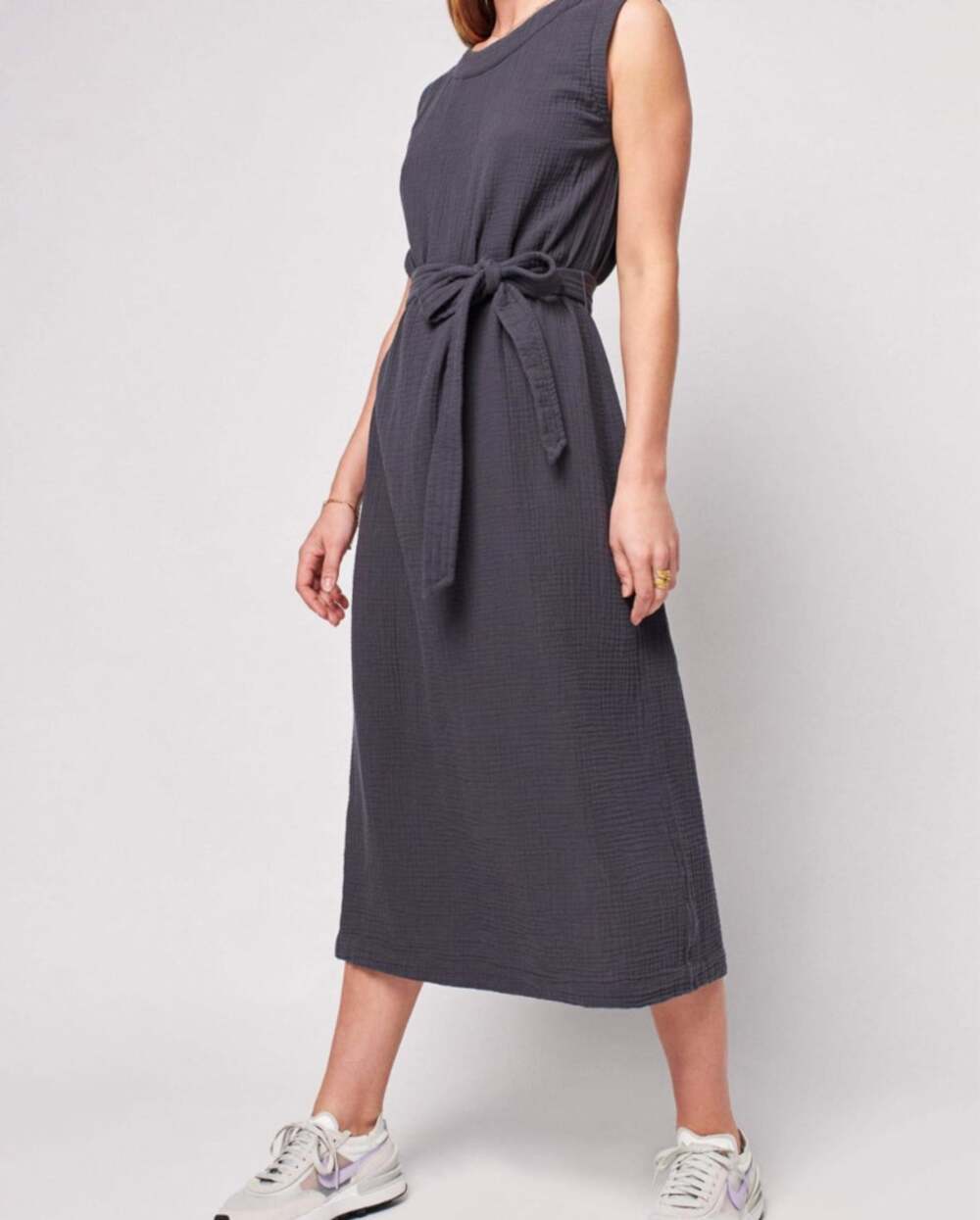 Faherty Dark Gray Cotton Costa Dress